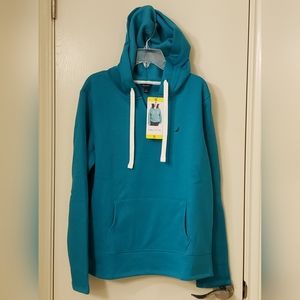 NWT Nautica Ladies Midweight Pullover Hoodie--Teal Blue Size Small